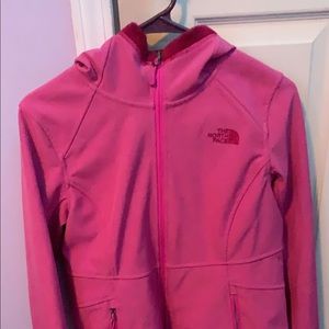 north face rain jacket/ fluffy jacket on inside